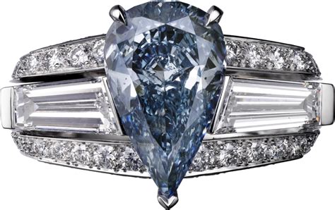 Cartier High Jewelry Platinum, blue diamond, diamonds ring Pear Shaped Diamond, Diamond White ...