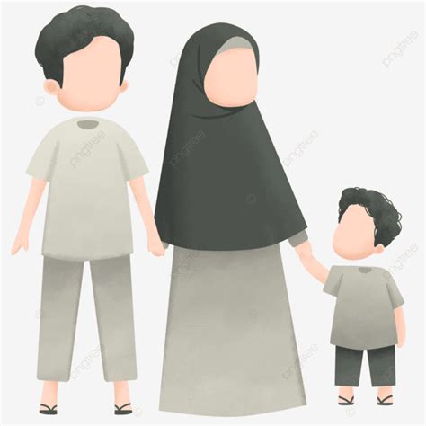 Walk Together PNG Transparent, Cartoon Muslim Family Walking Together, Muslim Family, Walking ...