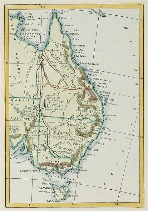 Map Showing Route of Burke and Wills - Antique Print Map Room