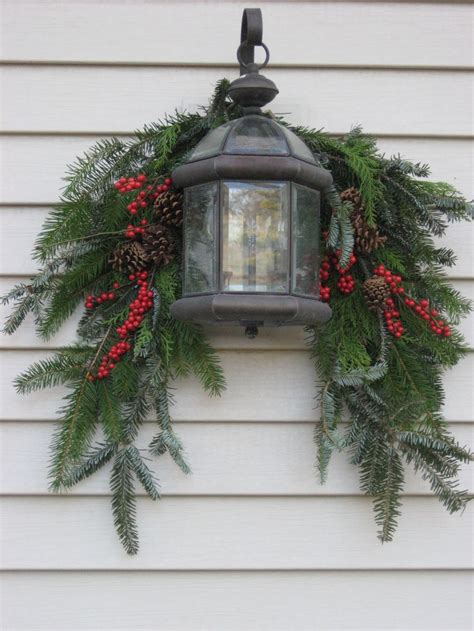 Evergreen Swag with Berries and Lantern