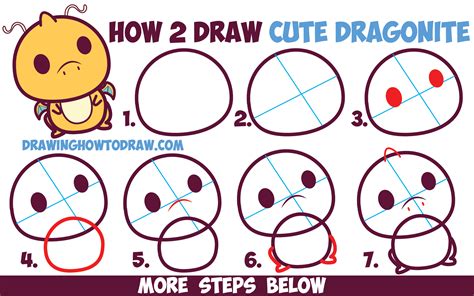 How to Draw Cute Dragonite (Chibi / Kawaii) from Pokemon Easy Step by ...