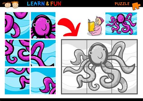 Premium Vector | Cartoon octopus puzzle game