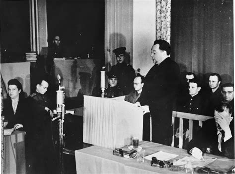 A member of the defense counsel speaks at the Sachsenhausen ...