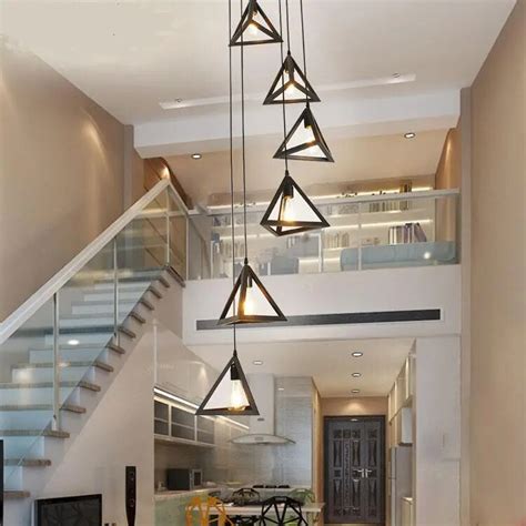 Stairs lights Simple lamp modern rotary staircase pendant light double building long villa ...