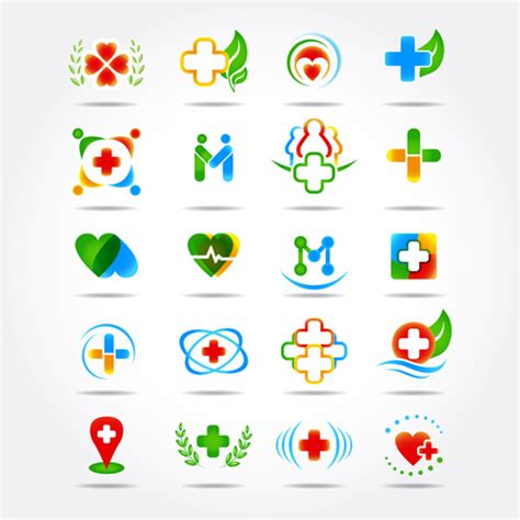 Health with medical logos vector free download