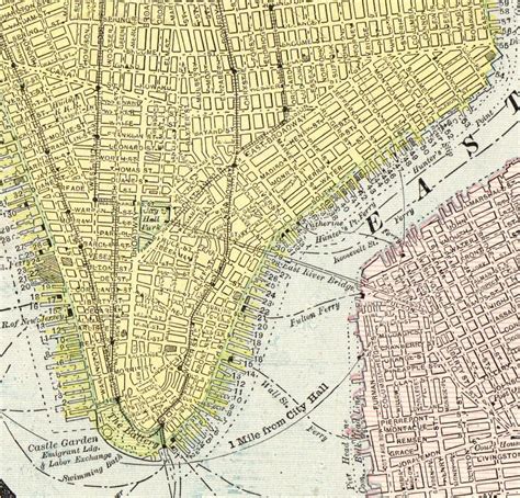 1888 Antique MANHATTAN Map Vintage Map of New York City Map Gallery Wall 4851 | Map of new york ...