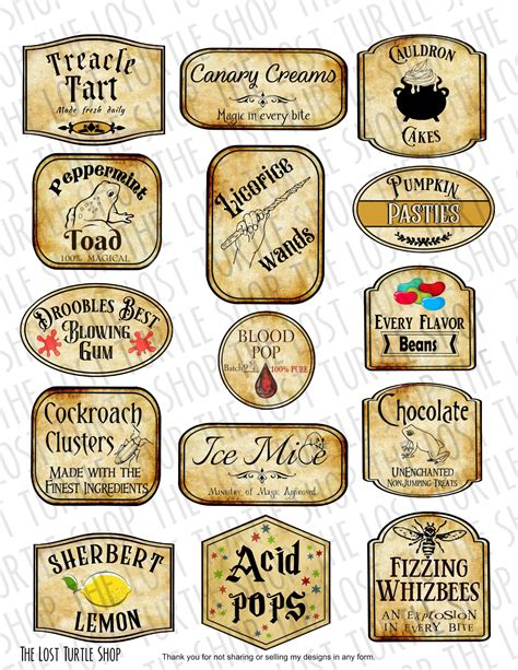 Wizard Treat Labels Party Food Tags Wizard Party Supplies - Etsy