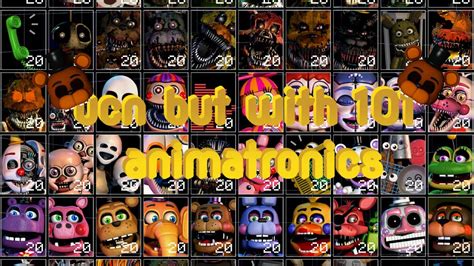 ultimate custom night but with 101 Animatronics!!! - YouTube