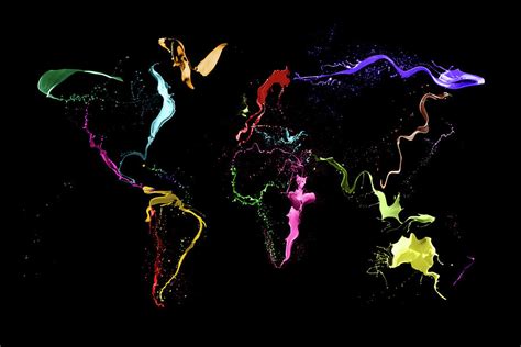 World Map Abstract Paint Digital Art by Michael Tompsett - Pixels