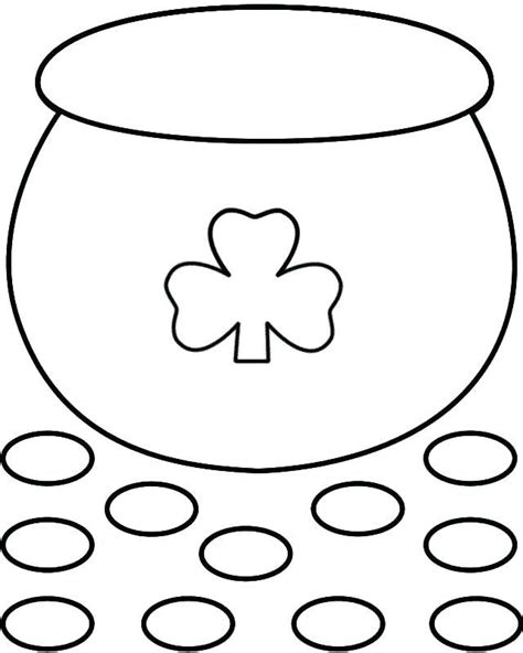 a pot full of coins with a shamrock on it's top and dots around the bottom