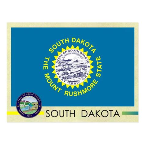 South Dakota State Flag and Seal Postcard | Zazzle.com