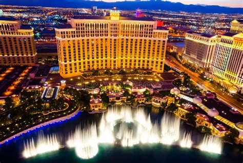 Aerial View of Musical Fountains in Las Vegas Editorial Photography ...