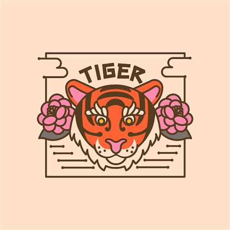 Handgezeichnetes tiger-logo-design | Kostenlose Vektor