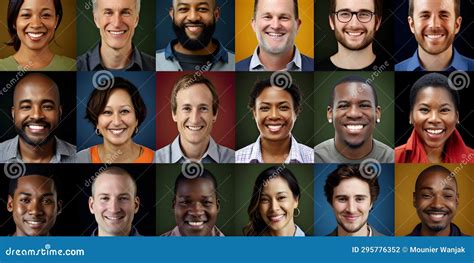 Portraits of a Diverse Group of People Smiling Stock Illustration - Illustration of population ...