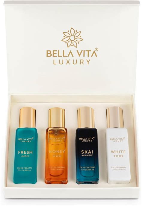 Bella Vita Luxury Unisex Eau De Parfum Gift Set 4x20 ML for Men & Women with SKAI, FRESH ...