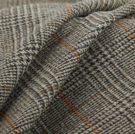 Gray Plaid color woven wool cashmere coat fabric/ woolen tweed tecido ...