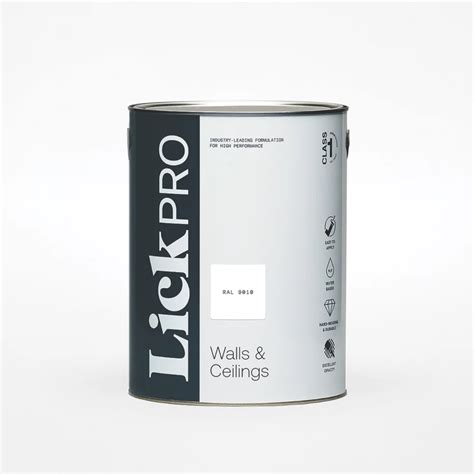 LickPro Matt White RAL 9010 Emulsion Paint 5Ltr - Screwfix