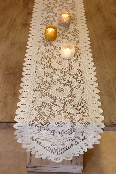 10ft lace table runner in ivory | Lace table runners, Lace table, Save ...