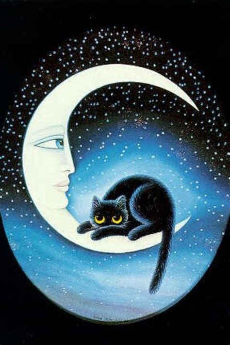 Pin by Leann Frank on Fun Pics | Cat art, Moon art, Black cat art