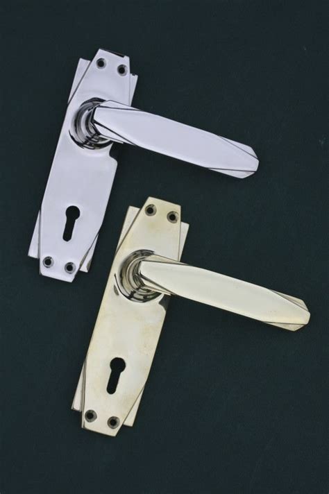 Art Deco Door Handles in Chrome and Brass. Made in England from Priors range of Art Deco Door ...