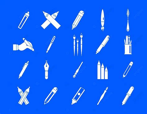 Pens Silhouette PNG Free, Pen White Pencil Icon Set, Brush, Craft, Graphics PNG Image For Free ...