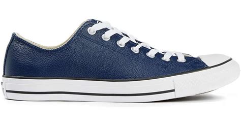 Converse Navy Leather Trainers in Blue for Men - Lyst