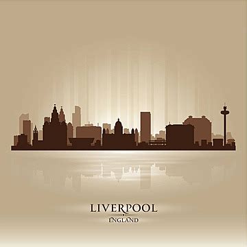 Liverpool England Skyline Silhouette Sunset Reflection Vector ...