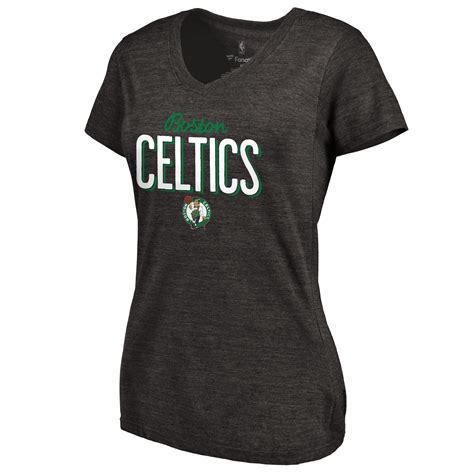 NBA Boston Celtics Women's Nostalgia Tri-Blend V-Neck T-Shirt - Black