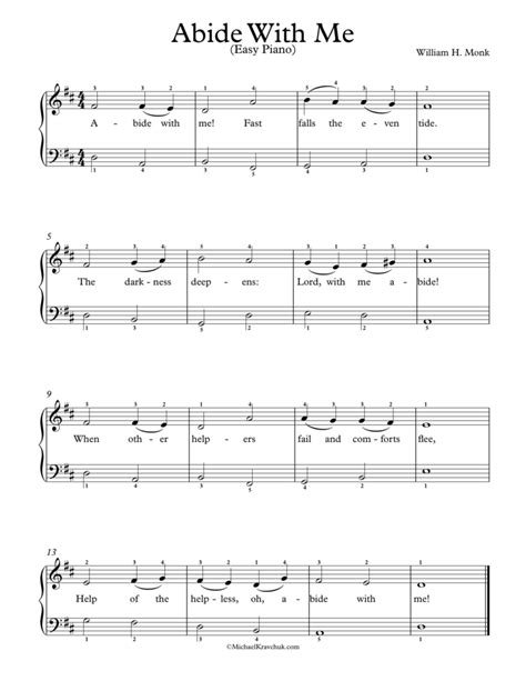 Free Piano Arrangement Sheet Music – Abide With Me – Michael Kravchuk