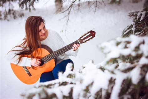 winter, Snow, Landscape, Nature, Girl, Mood, Music, Guitar Wallpapers ...