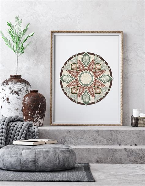 Yoga Wall Art Mandala Poster Decorative Mosaic Art Work Neutral Toned ...