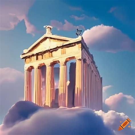 Ancient greek temple in clouds on Craiyon
