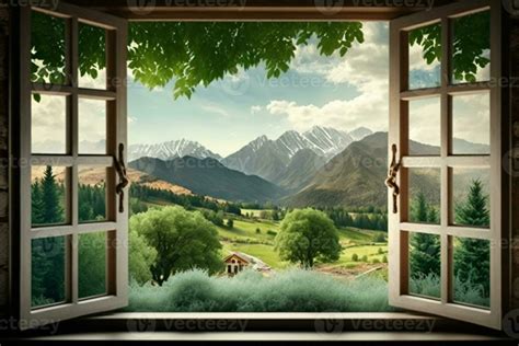 Landscape nature view background. view from window AI Generated ...