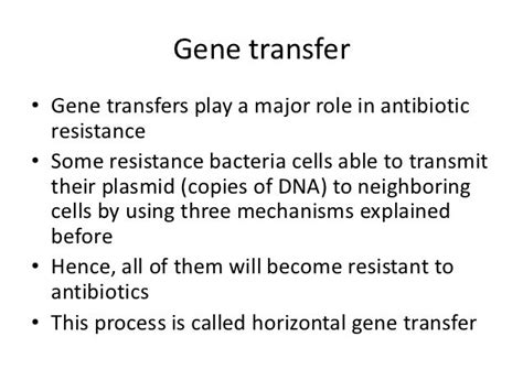 Importance of gene transfer in antibiotic resistance