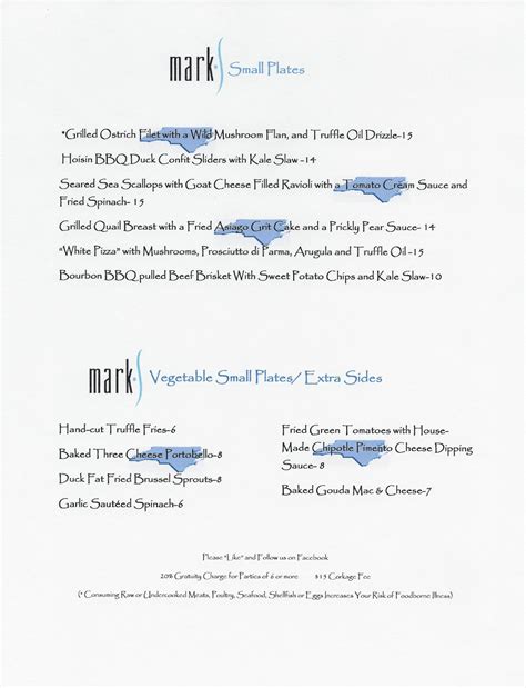 Mark's Restaurant: Menu