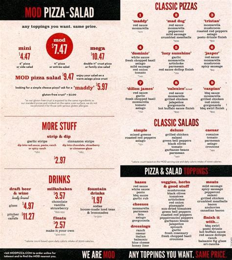 MOD Pizza Menu, Menu for MOD Pizza, East Riverside, Austin - Urbanspoon/Zomato