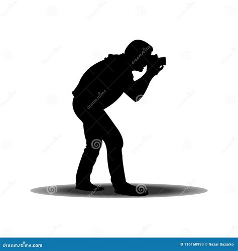 Silhouette of a Man with a Camera Isolated on a Transparent Background. Vector Stock ...