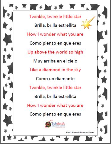 Twinkle Little Star in Spanish | Preschool spanish lessons, Spanish songs, Preschool spanish