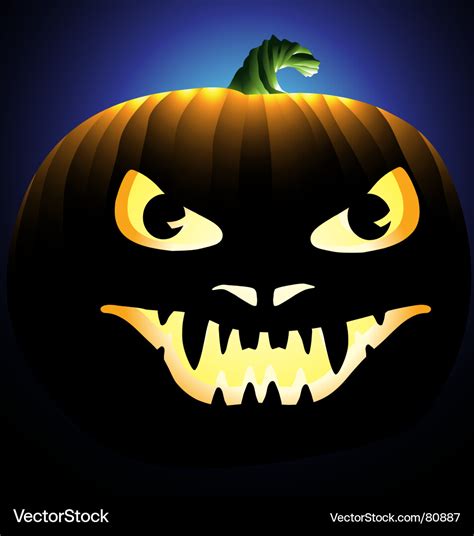 Scary face carved into pumpkin Royalty Free Vector Image