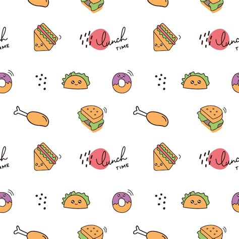 Premium Vector | Cute food icon doodle background