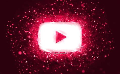 4K Descarga gratis | Youtube logo rosa luces de neón rosas, red social, creativo, abstracto rosa ...