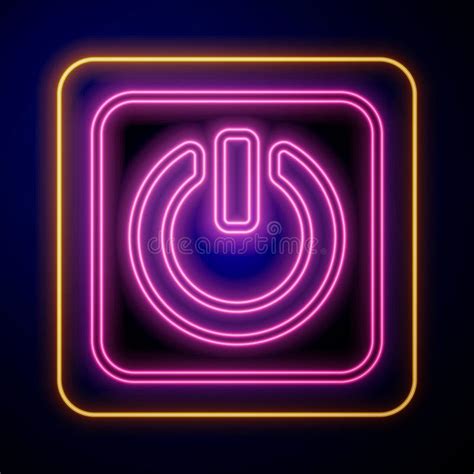 Glowing Neon Power Button Icon Isolated on Black Background. Start Sign Stock Vector ...