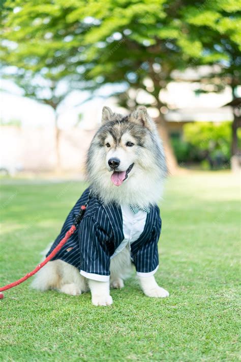 Premium Photo | Siberian husky dog with clothes