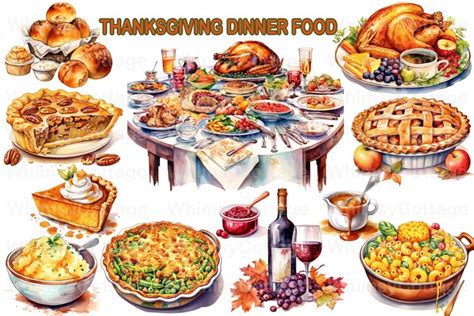 12 Thanksgiving Dinner Classic Food Clipart PNG Format