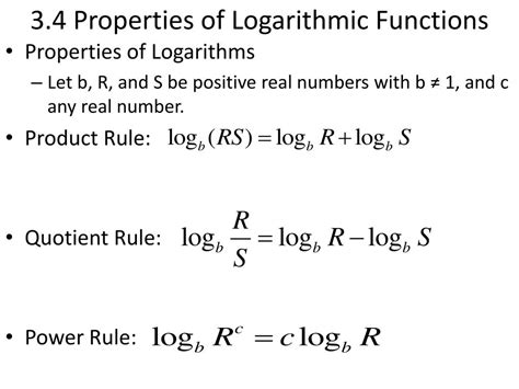 PPT - 3.4 Properties of Logarithmic Functions PowerPoint Presentation, free download - ID:4207186