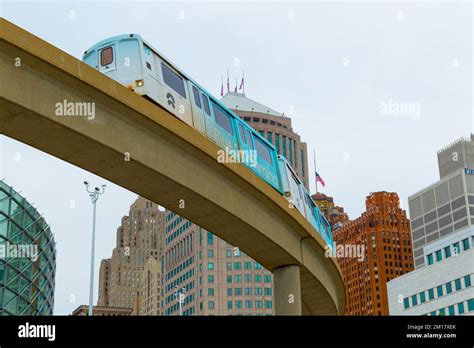 The Detroit People Mover is an elevated and automated rail system in Detroit, USA. The system ...