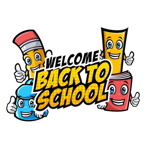 Premium Vector | Welcome back to school characters with funny education cartoon mascots