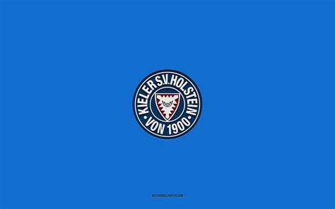 Holstein Kiel, blue background, German football team, Holstein Kiel emblem, Bundesliga 2 ...