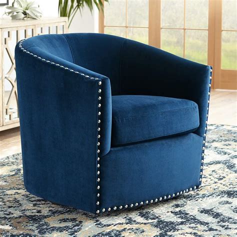 Fullerton Navy Blue Swivel Accent Chair - #58W22 | Lamps Plus