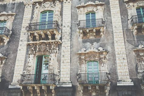 Traditional Architecture in Catania, Sicily, Italy. Stock Photo - Image of construction ...